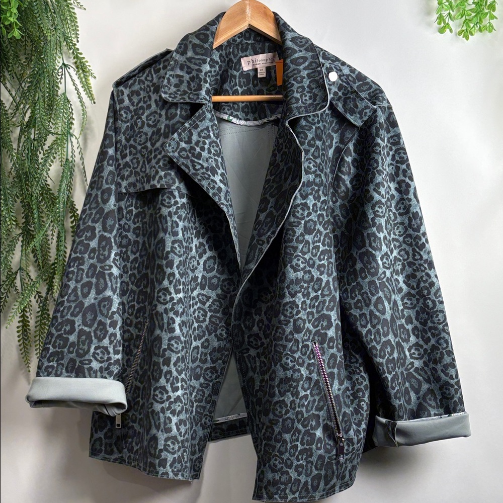 Philosophy Gray Leopard Faux Leather Jacket